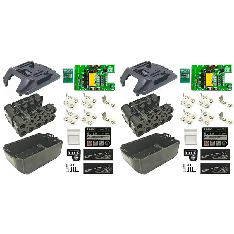

ABYP 2X BL1830 Lithium Battery Case BMS PCBA Balance Charging Protection Board Shell For 18V BL1860B 6.0Ah LED