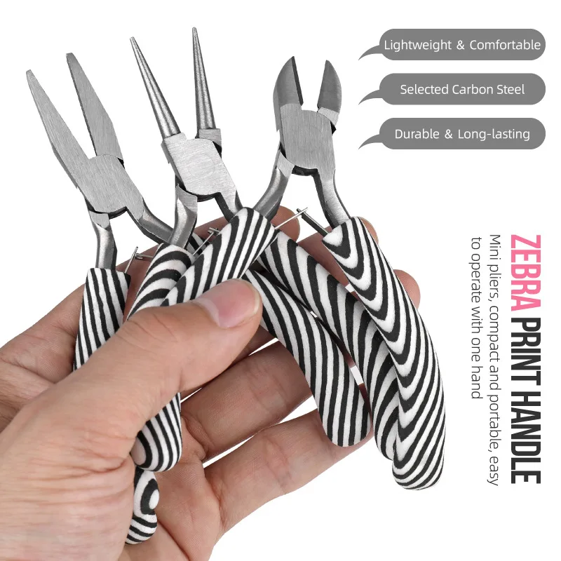 

tool set zebra handle mini jewelry pliers braided beads Suitable for Hi-Spec 17-piece handmade DIY jewelry