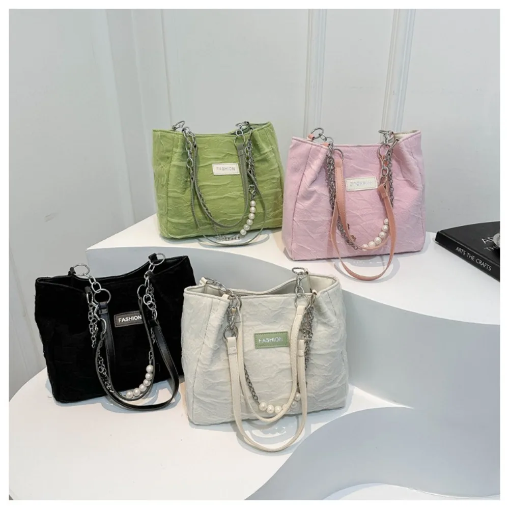 Fashion Korean Pearl Handbag Temperament Popular Messenger Bag Trendy High Capacity Cosmetic Bag Women