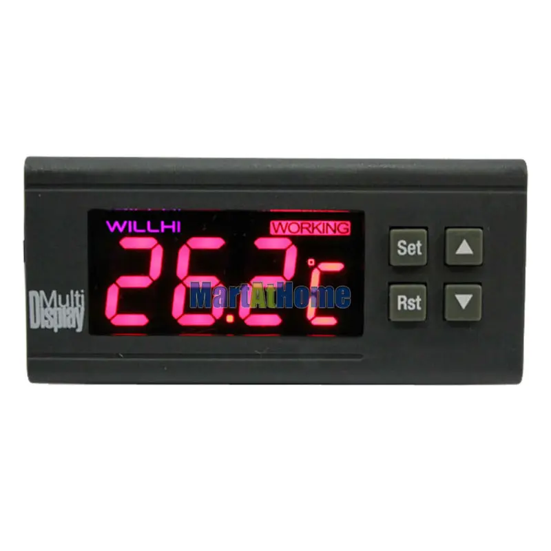 WH7016C+ Switchable -50~110 C/ -58~230 F Digital Temperature Controller Electronic Thermostat w/ Alarmer+Probe 12/24/110/220V