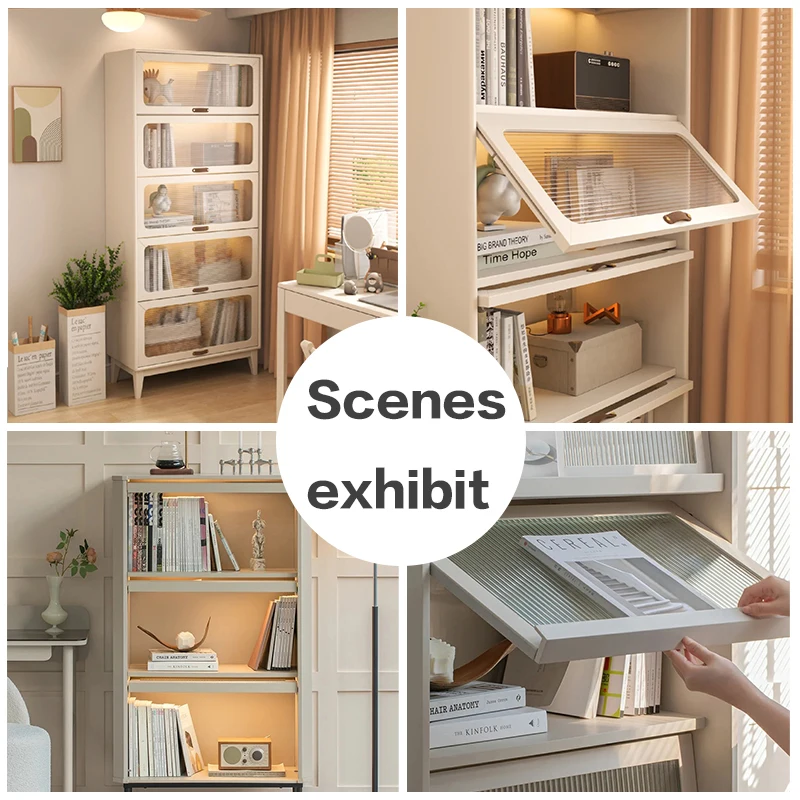 Invisible Upward Folding Bookcase Door Hardware Set Concealed Slide Rail Push Open One Pull Top Side Mount Cabinet Track