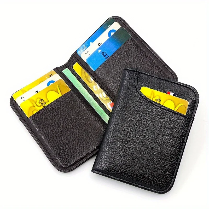 Portefeuille de cartes de crédit en cuir PU, porte-cartes d'identité mince et doux à la mode pour hommes, petits étuis minces pour cartes de visite