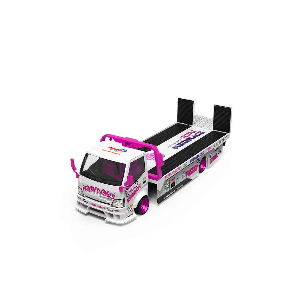 

*Pre-order*Cool Car 1:64 H300 Flatbed Transport Trailer White and Pink Painted Simulation Alloy Car Model for Collection&Gift