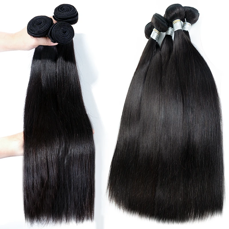 Bone Straight Human Hair Bundles 100% Real Long Hair Extensions For Braiding 30 Incn 75cm Raw Bundles Smooth Without Knots Black