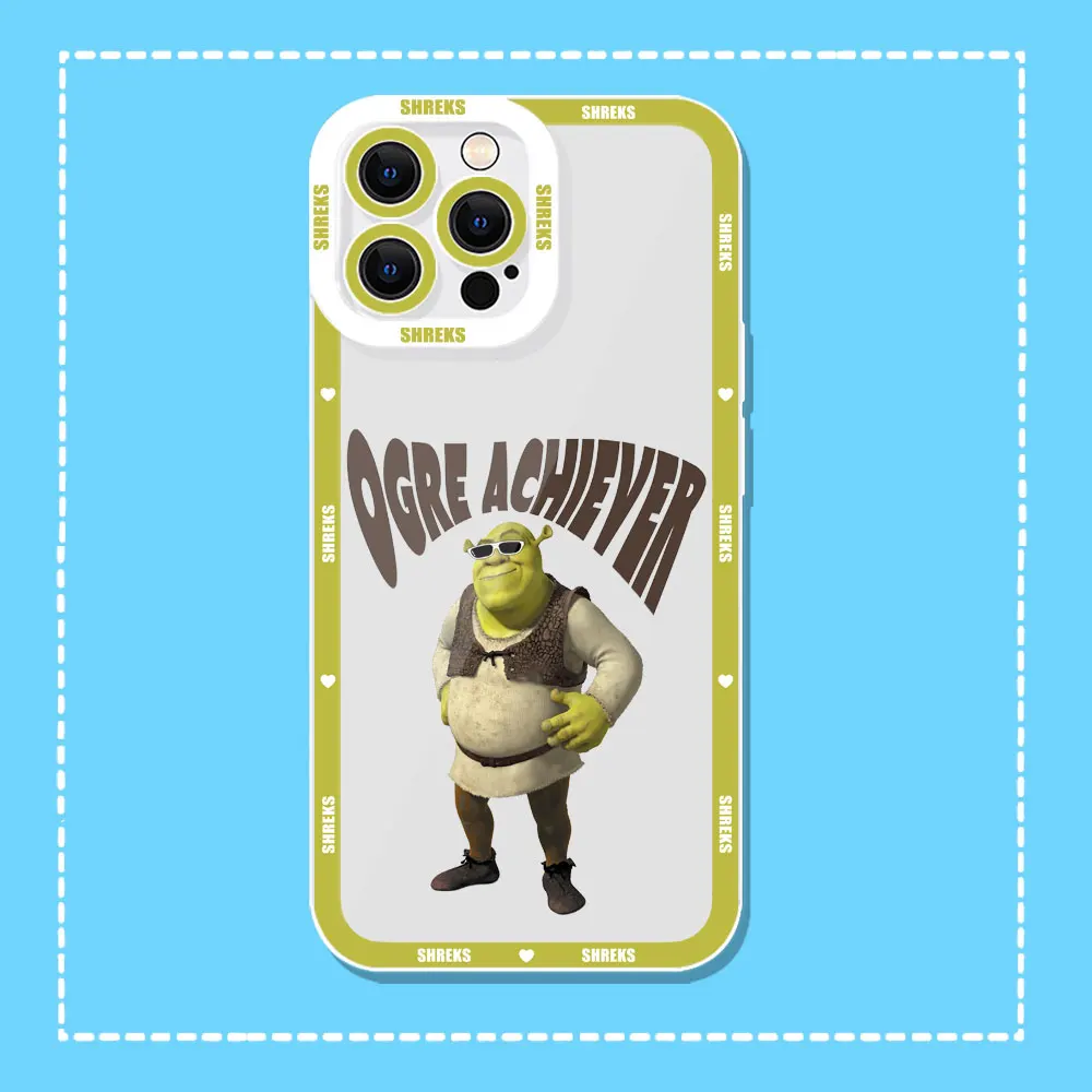 Transparent Case For iPhone 11 12 13 Mini 14 15 Pro Max 7 8 Plus SE X XR XS 14 15ProMax Phone Case Funny Movie Shrek Anime Cover