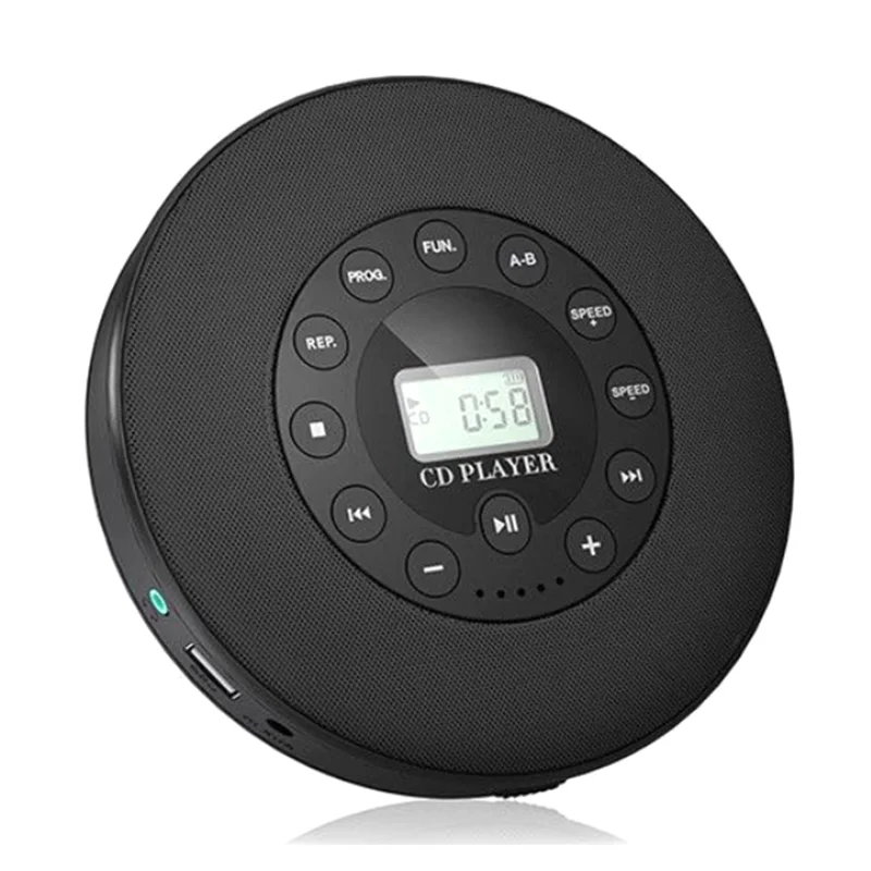 3CGRO-Anti Skip Portable CD Player With Built In Speaker MP3 Compatible For Car Recording Function Built In Mic