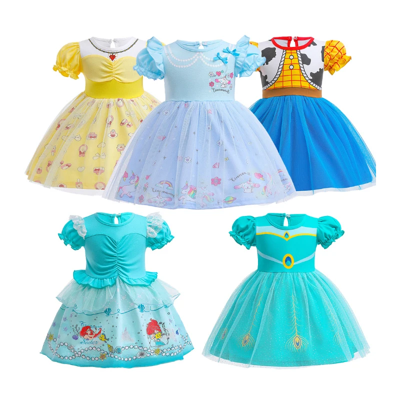 

Dresses Girls Christmas hallowe 0-7 years old kid Party Role Play Sweet cartoon print Europe America Fashion Children's clothing