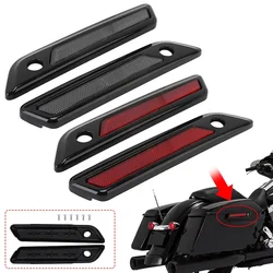 Smoke Hard Saddlebag Latch Cover Motorcycle Black Reflectors For Harley Touring Road King Road Glide Street Glide 2014-up