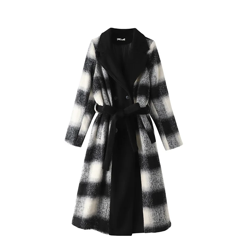 150Kg Plus Size Women\'s Bust 150 Loose Winter Thickened Coat Warm Woolen Coat Imitation Mink Velvet Long Cardigan Black