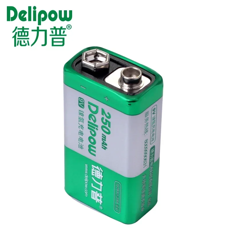 New Delipow Battery 9V Genuine Large Capacity 9 Nine Volt Rechargeable Battery 250 Ma 9 Volt Battery 9V Rechargeable Li-ion Cell