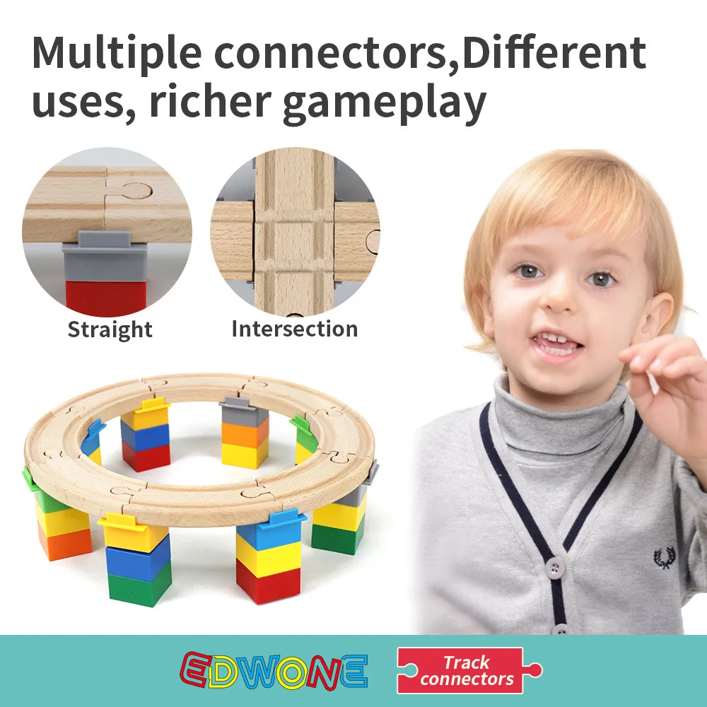 Wooden Track Connectors Universal Slope Building Blocks Connection Adapters fit for Brand Wooden Train Tracks Toys