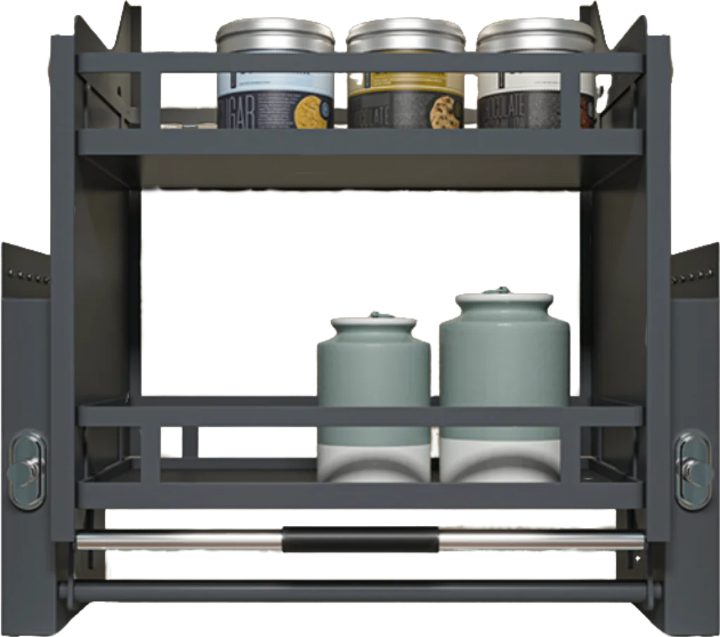 نظام سلة رفع خزانة المطبخ الحديثة القابلة للسحب مع آلية رفع سهلة للتخزين الفعال #3