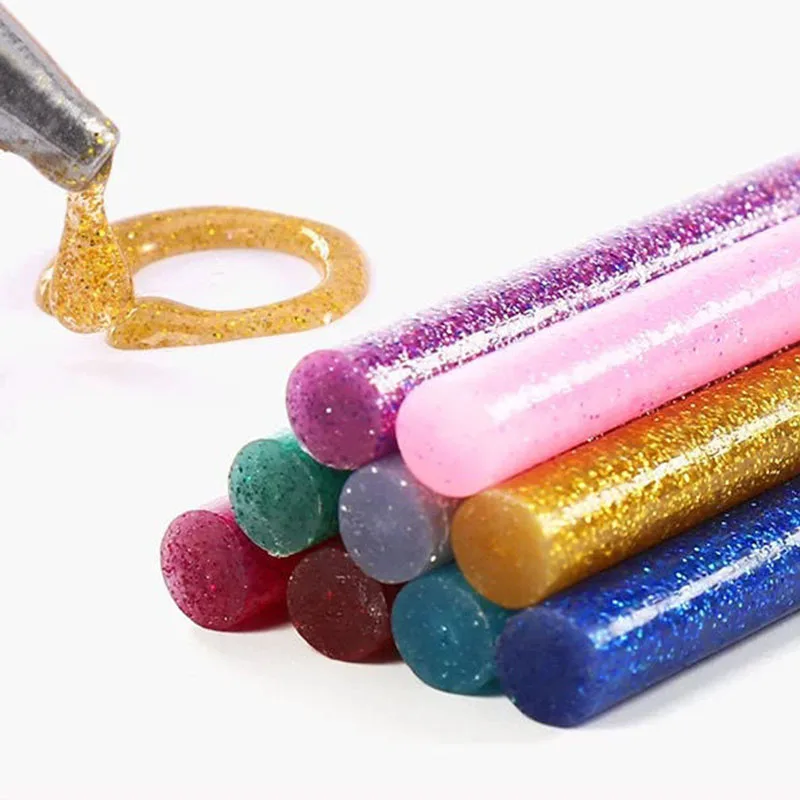 30pcs Mixed Color High Adhesive Strong Color Glitter Hot Melt Glue Sticks 10*0.7mm