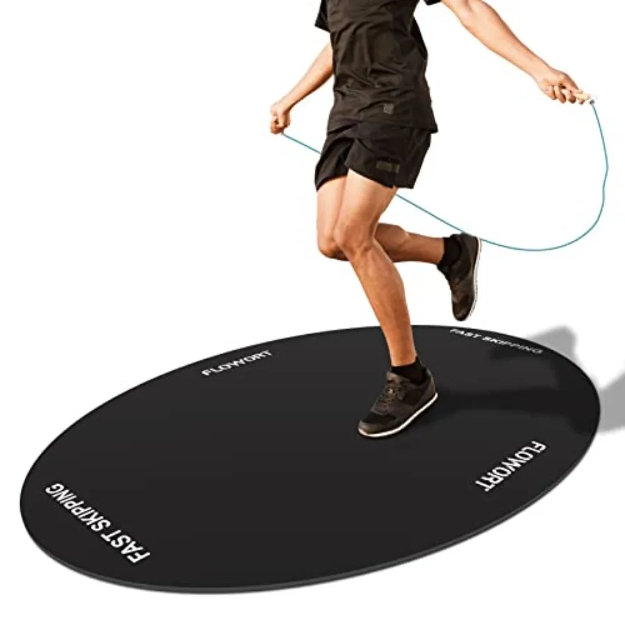 

Cheete Jump Rope Mat Large Rubber Exercise Mat Indoor Outdoor Shock Absorbing Mat Non-Slip Oval Design for Floor and Rope Prote