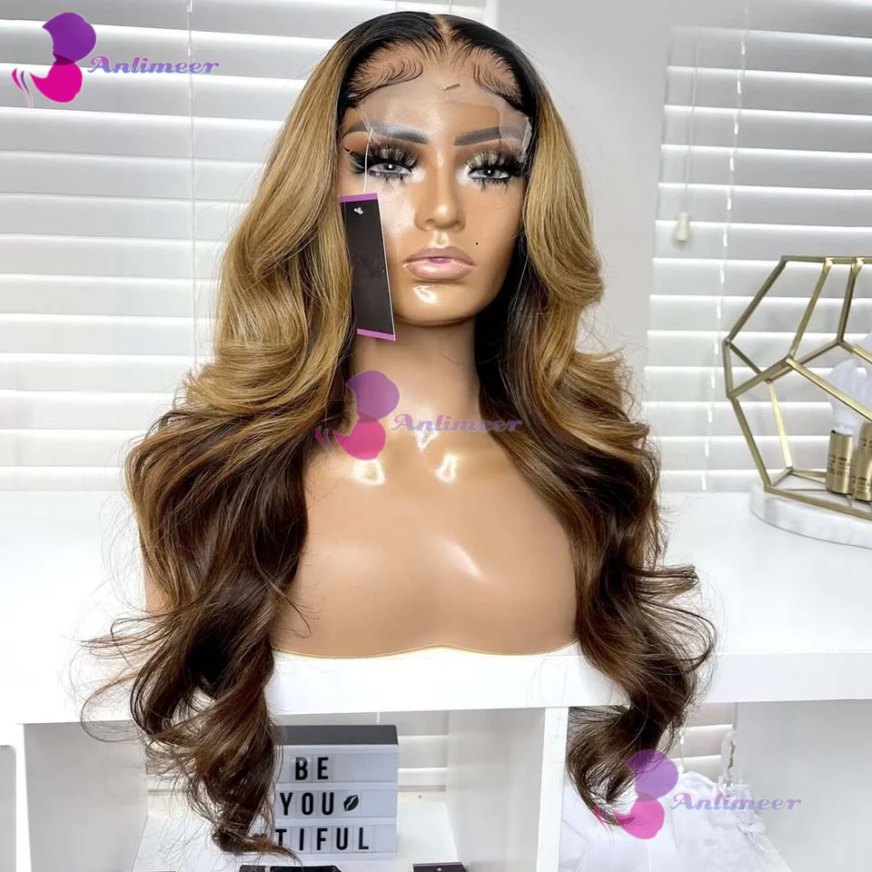 Highlight Full Lace Wig Human Hair Pre Plucked P4/27 HD 360 Lace Front Wig Human Hair Colored Body Wave Highlight Silk Top Wigs