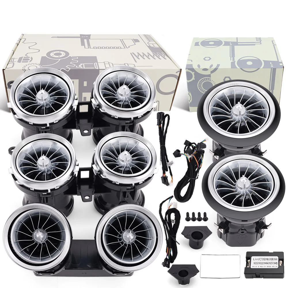 

64 Colors LED Air Vents For Mercedes Benz W213 E-Class EQS Car LED Air Vents Turbine Vents Speaker Cover Interior Ambient Light