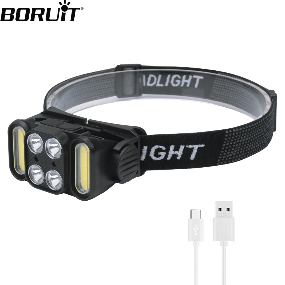 

BORUiT K362 Motion Sensor LED Powerful Headlamp Type-C Rechargeable Headlight Work Light Waterproof Head TorchFishing Lantern