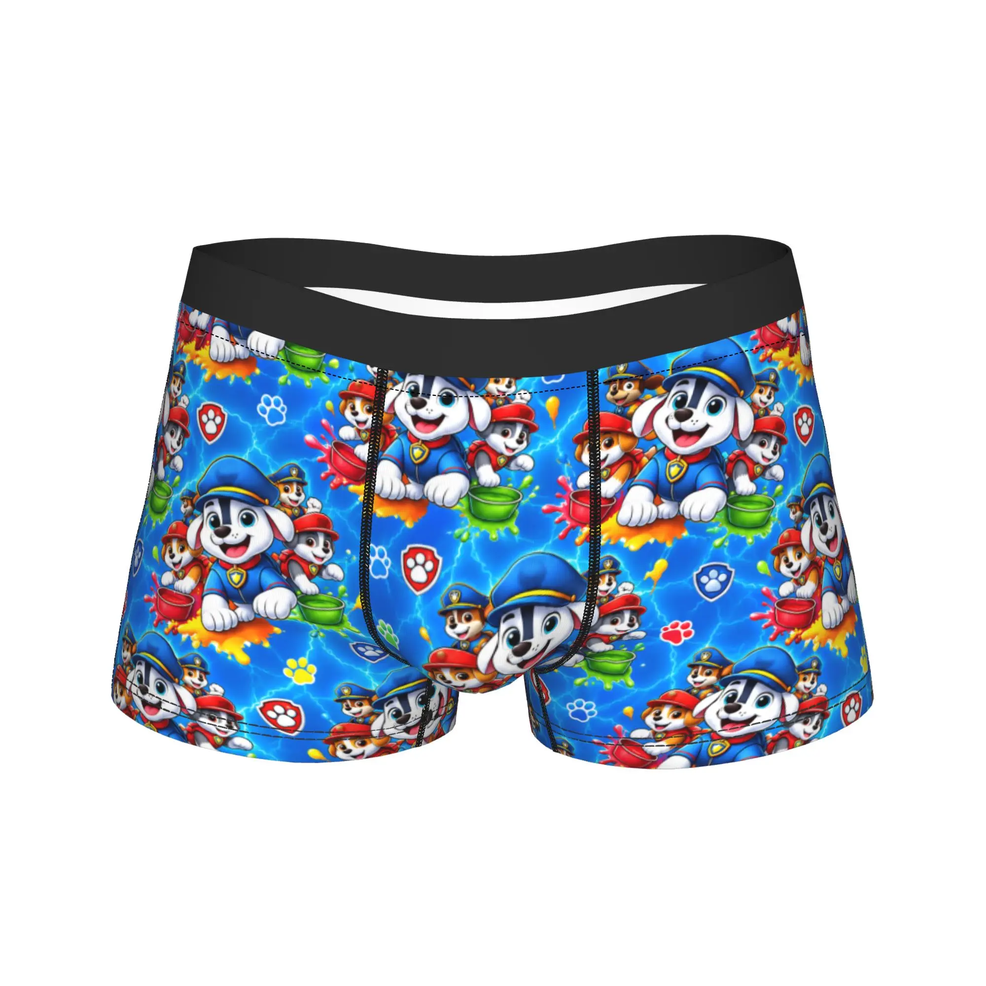 Paw Dogs Paint Splash Puppy Crew Art Boxer Shorts Pouch Underwear Quality Shorts Briefs Comfortable Men's Panties Plus Size