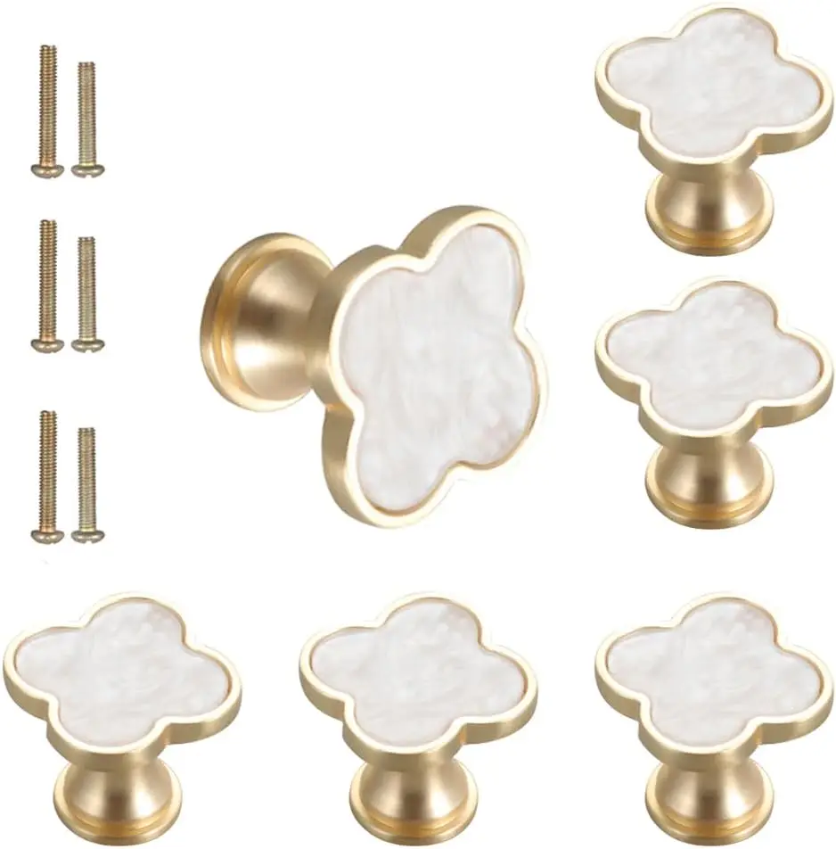 Gold Four Leaf Clover Cabinet Knobs Set of Four