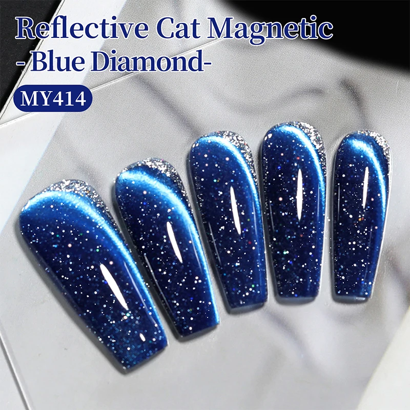 BORN PRETTY 10ml Blauer Glitzer Katzen-Magnetgel-Nagellack Ultra Glänzend Semi-Permanent Abziehbarer UV-Gel Maniküre Nagelkunst Lack – Detail 4