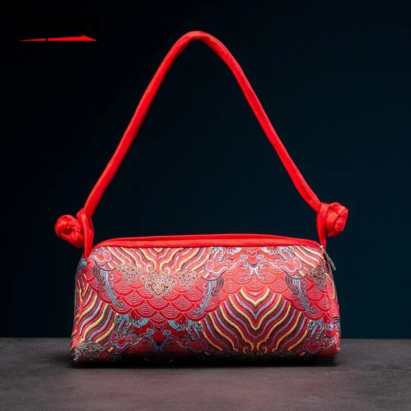 

Fashion Shoulder Bag Women Luxury Embroidered Silk Bag Handbag Female Purse Small Cute Cosplay Cheongsam Flower Satin Tote Bag