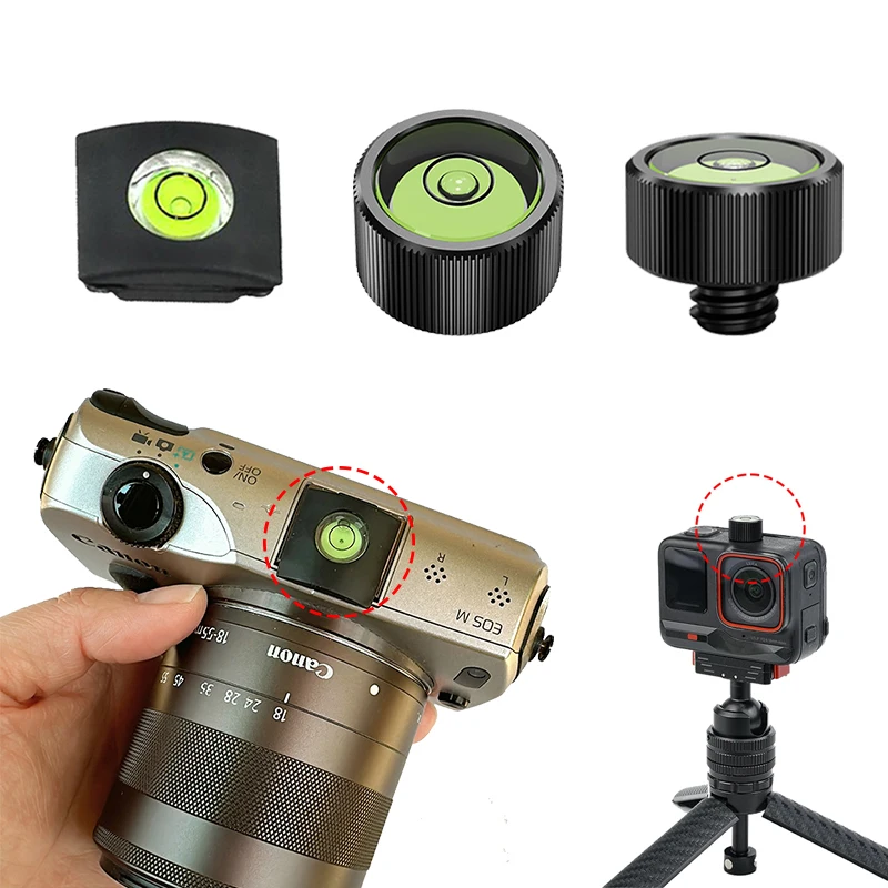 Levelling Camera Balance Gauge Tripod 1/4 Screw Hot Shoe Levels Cover Cap Case Photograph Accessories for DSLR SLR Action Camera