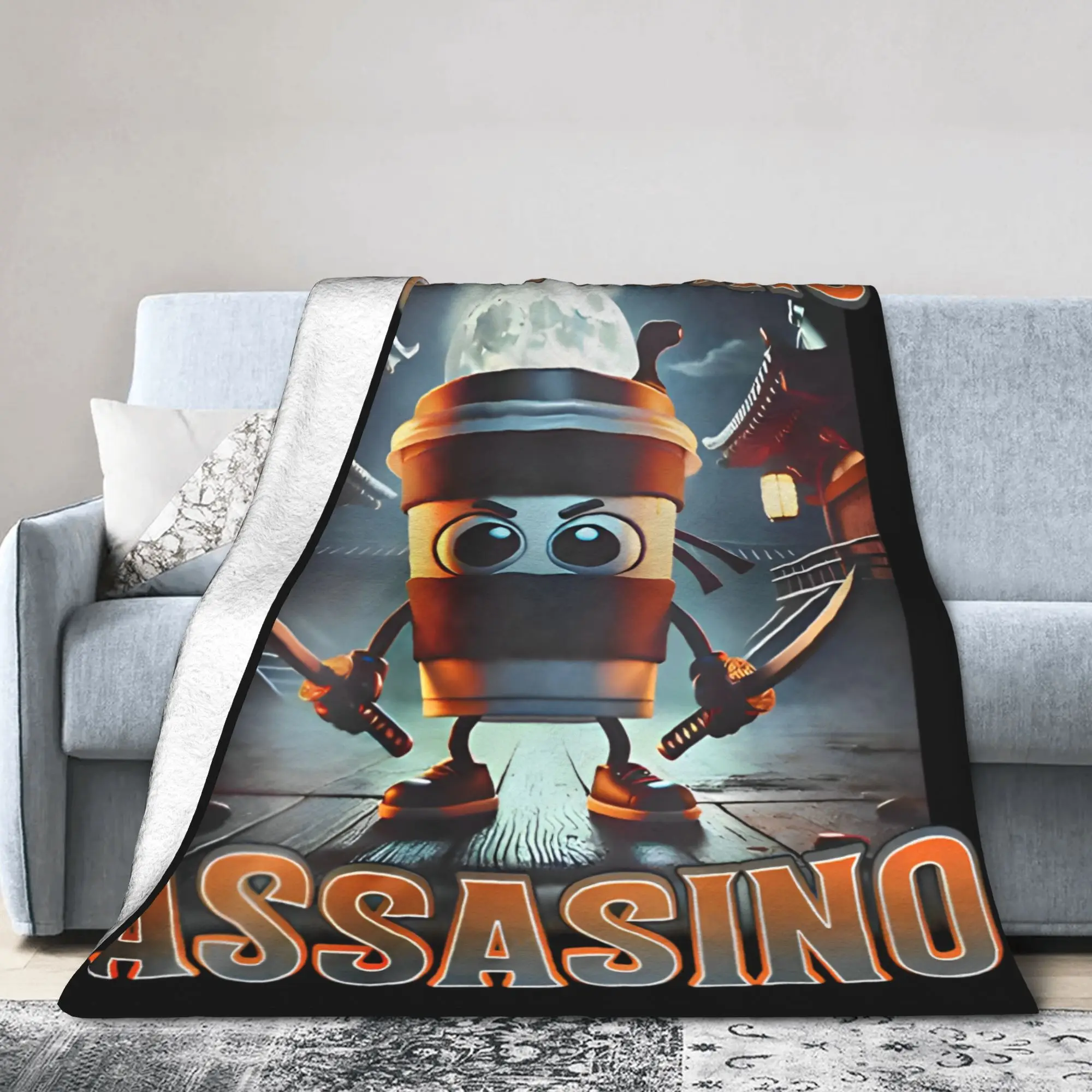Italian Brainrot Animals Blanket  Cappuccino Assassino Fleece Awesome Soft Throw Blankets for Home  Winter