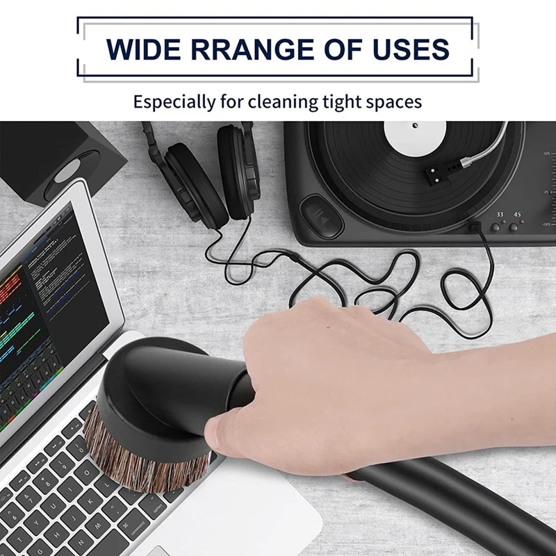 Cepillo de fijación al vacío de pelo de caballo de 36Mm con conector Universal apto para manguera de 25Mm/1 pulgada, 32Mm/1-1/4 pulgadas, 35Mm/1-3/8 pulgadas