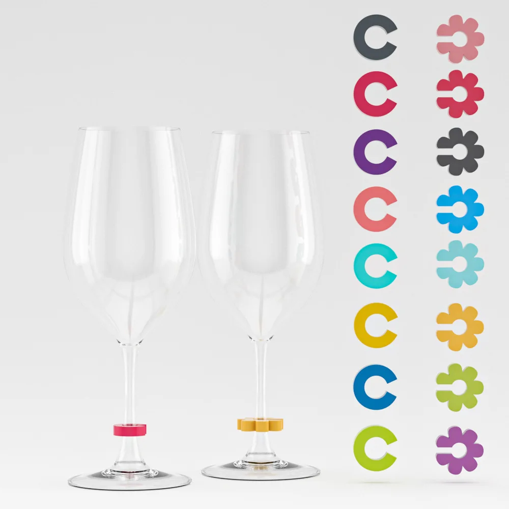 12Pcs Colorful Wine Glass Identification Marker Silicone Drinking Glass Tag Cup Label Home Kitchen Bar Party Wedding Table Decor