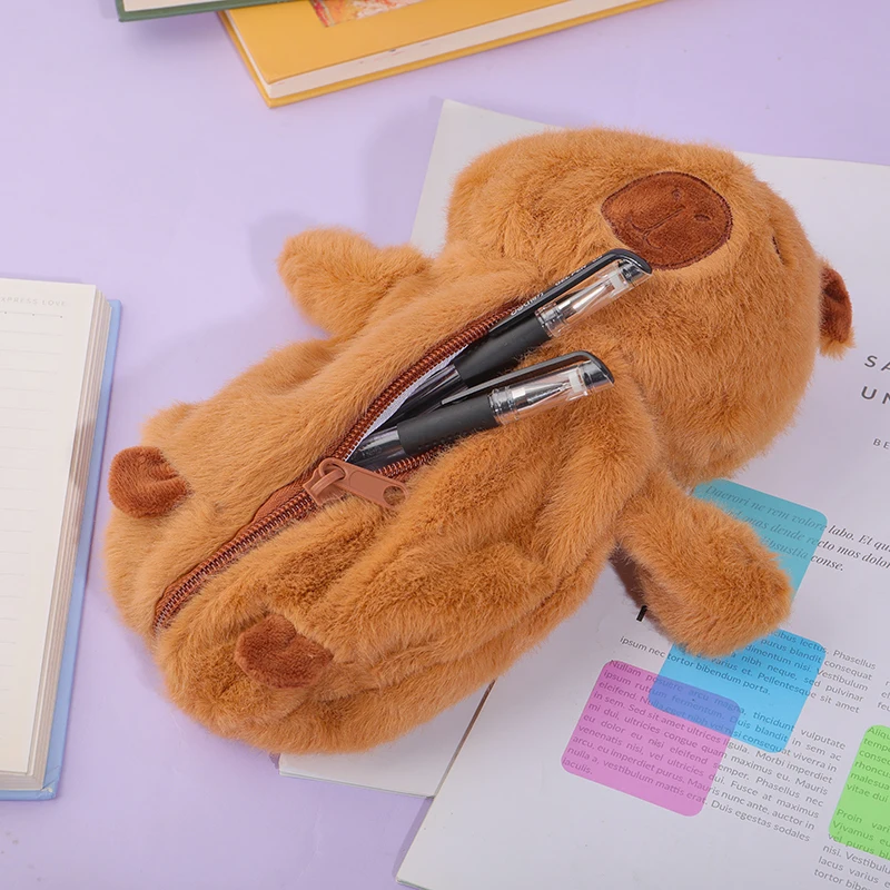 Creative Plush Capybara Pen Bag Large Capacity Pen Case Multifunctional Stationery Organizer Bag Children's Clutch Gift