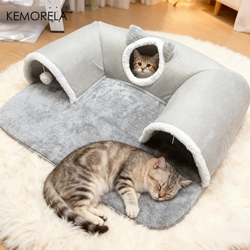 

Комфортная и теплая лежанка-тоннель для кошек Kemorela, 1 шт., простая в установке, подходит для кошек, кроликов и хомяков.