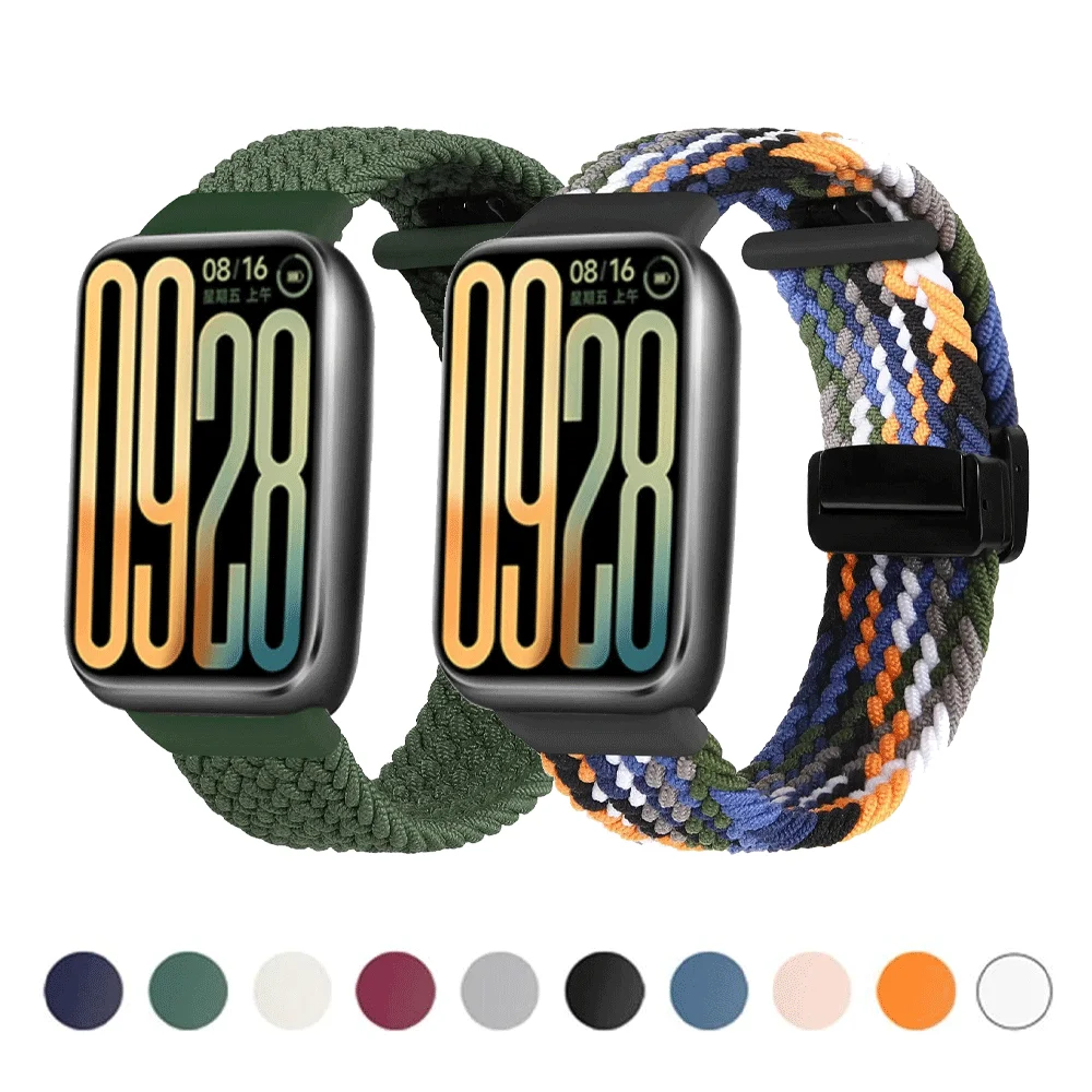 Geflochtenes Nylon-Magnetarmband für Xiaomi Band 8 9 Pro-Armband, atmungsaktiv, verstellbares Armband, Redmi Watch 5 4, Gürtelzubehör