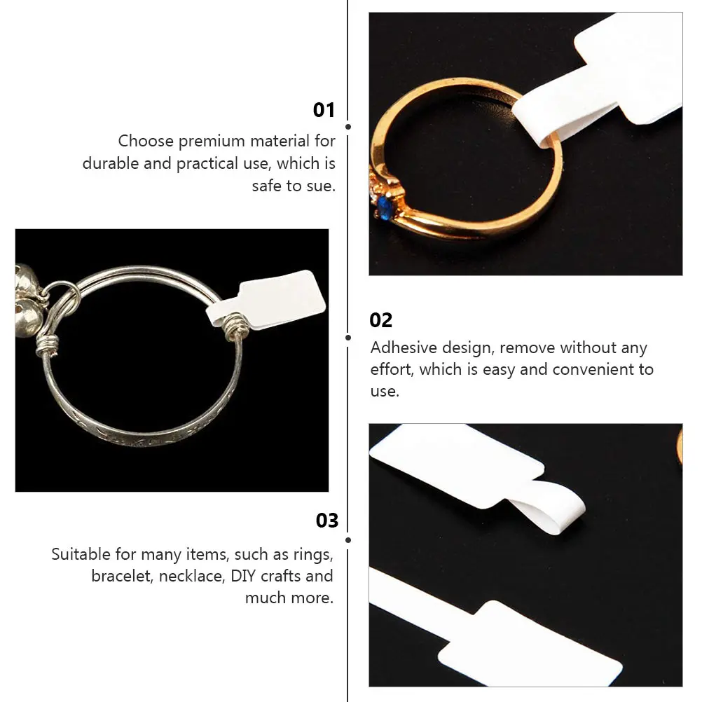 

300 Pcs Jewelry Tags Paper Labels Blank Price Sticker Display H writing Square Head Tags for Ring Necklace DIY
