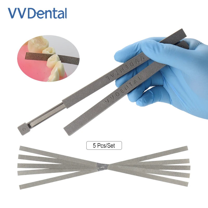 VVDental 5PCS Interproximal Reduction Diamond Finishing Strips Orthodontic Stainless Steel Composite Polish for Dental IPR