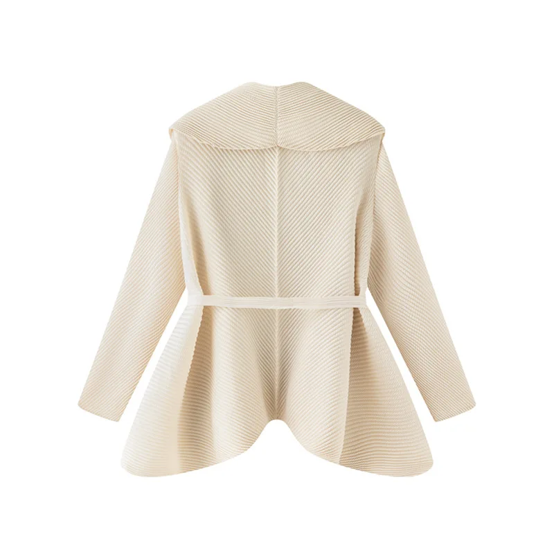 Miyake Pleated Jacket, Niche Pleated Jacket, Autumn and Winter New Style, Casual and Fashionable Temperament Jacket, Lace Up Top