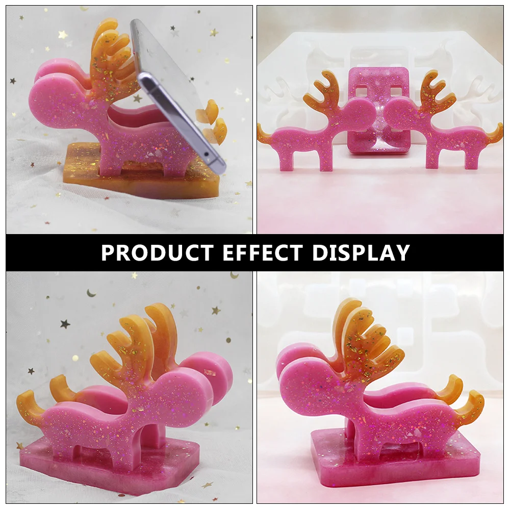 

1 Set Silicone Mold For Diy Phone Stand Craft Crystal Epoxy Mobile Holder Making Tool Elk Shaped Desktop Ornament Mould Handmade