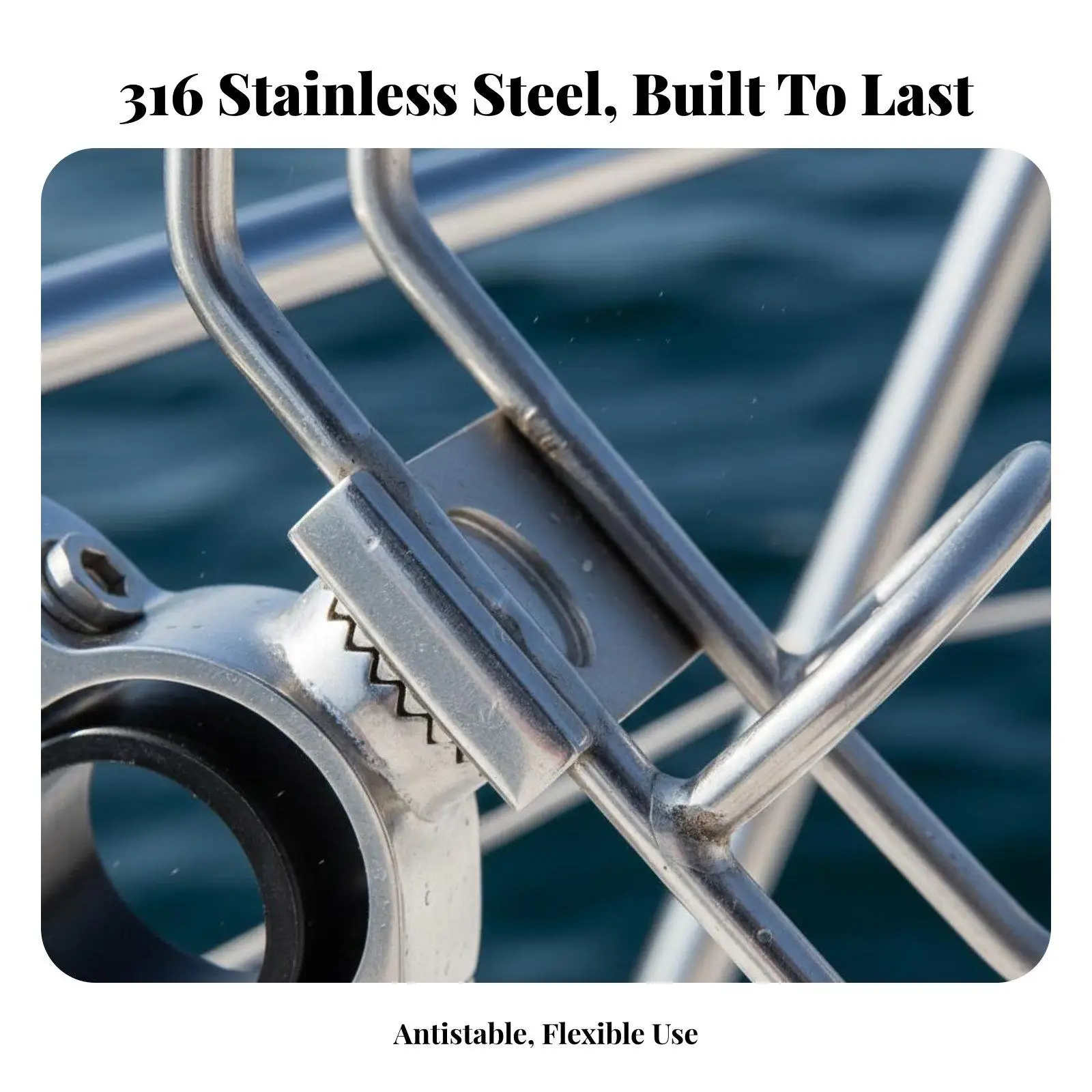 Clamp on Fishing Rod Holder Stainless 316 Marine Hardware 360 Rotation Rail Mount Fits 1 Inch and 1.26 Inch for Boat