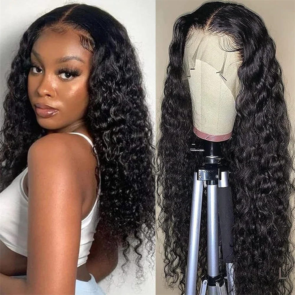 

Deep Wave 13x4 Transparent Lace Front Wigs Human Hair 180% Density for Women Malaysia Pre Plucked with Baby Hair Natural Color