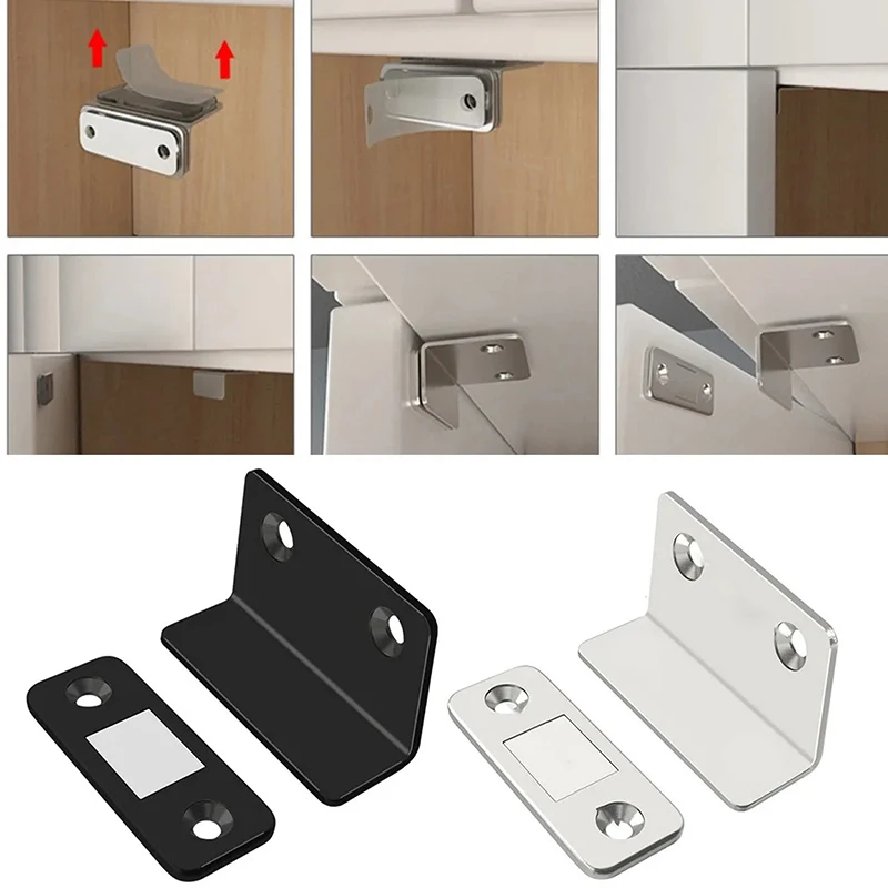 1 Pcs No Hole Punching Thin L-type Invisible Magnetic Sliding Door Wardrobe Door Suction Strong Magnetic Cabinet Suction