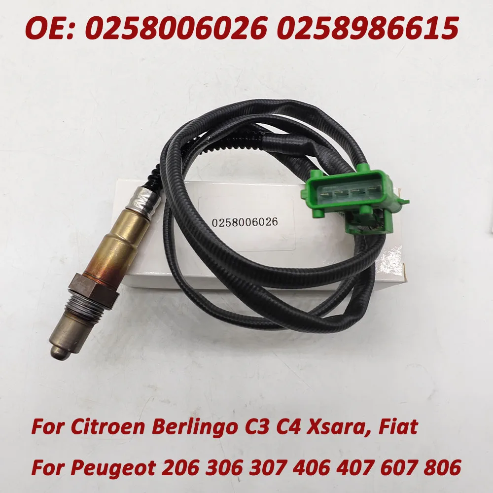 O2 Oxygen Sensor 0258006026 0258986615 1628EC 1628HQ For Peugeot 307 308 406 407 Citroen Berlingo C4 Fiat 9635978980 96229976