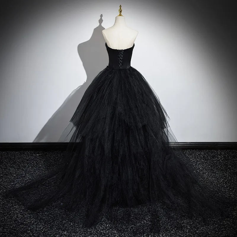 MacFondVestiEducational-Robe de soirée queue amovible, robes de Quinceanera élégantes, robe de Rhsirène sans bretelles, poignées noires, grande taille, hiver, nouveau