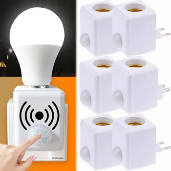 새로운 AC110-220V 벽 마운트 LED 인간 적외선 센서 램프 홀더 지능형 지연 E27 나사 포트 센서 램프 헤드 어댑터