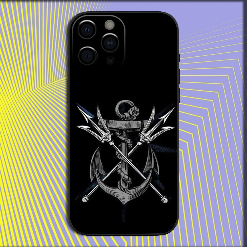 Anchor Compass Nautical Sailor Phone Case For iPhone 16,15,14,13,12,11,Pro,X,XS,Max,XR,Plus,Mini Soft Black Cover