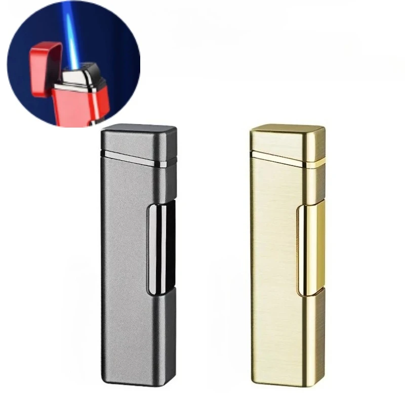 New Metallic Red And Blue Flame Windproof Lighter, Flame-Spraying Portable Lighter, Smoking Accessory For Men Gifts