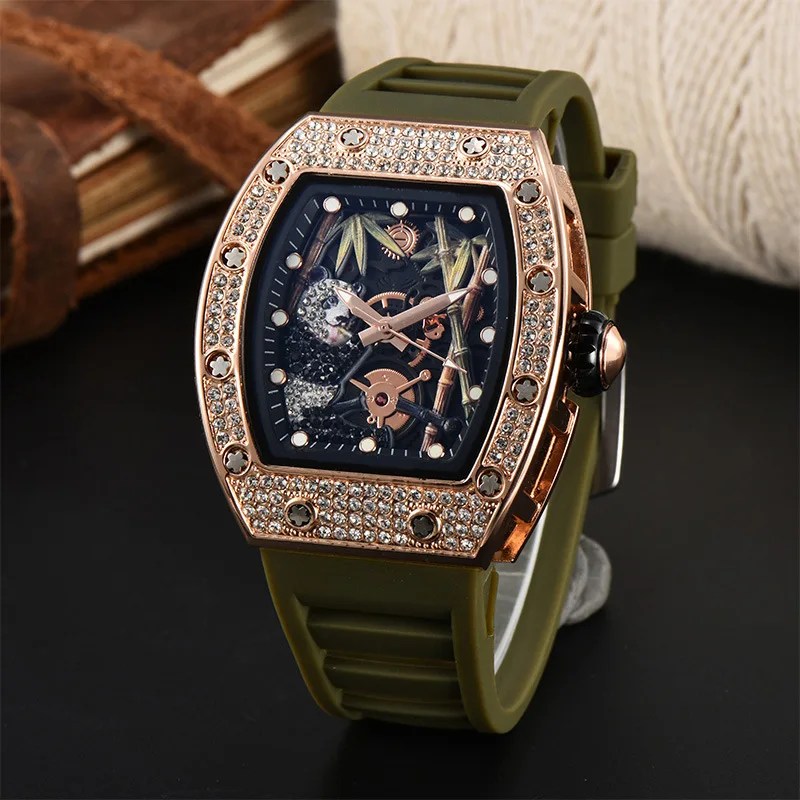 Diamond Barrel shaped colorful multi functional Watch seconds scanning Bamboo pattern Watch Waterproof wholesale