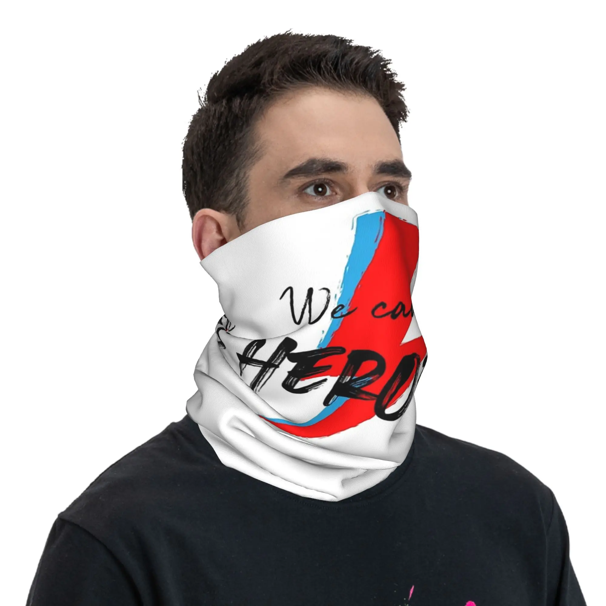 We can be heroes Bowie Bandana Neck Gaiter Printed Face Scarf Multi-use Balaclava Cycling For Men Women Adult Breathable