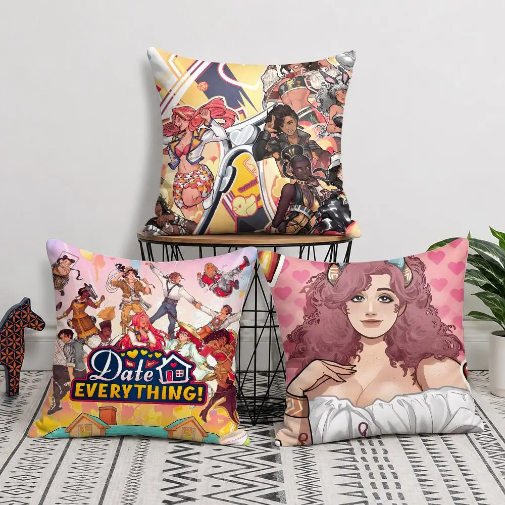 Video Game D-date Everything Cushion Cover Double-Sided Plush Sofa Cushion Covers Organic Breathable Invisible Zipper