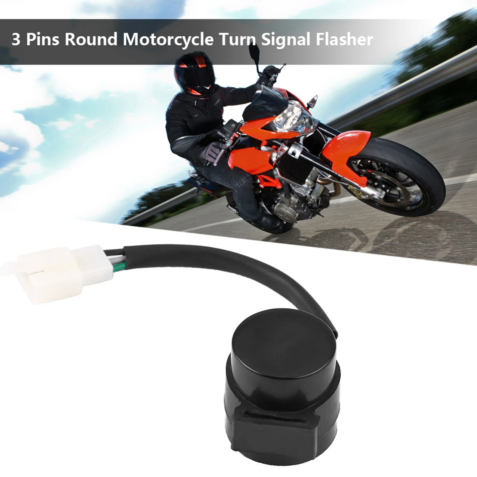 Turn Signal Flasher Relay 3 Pins Round Turn Signal Flasher Relay Blinker for GY6 50‑250cc Motorcycles Scooters Moped ATV