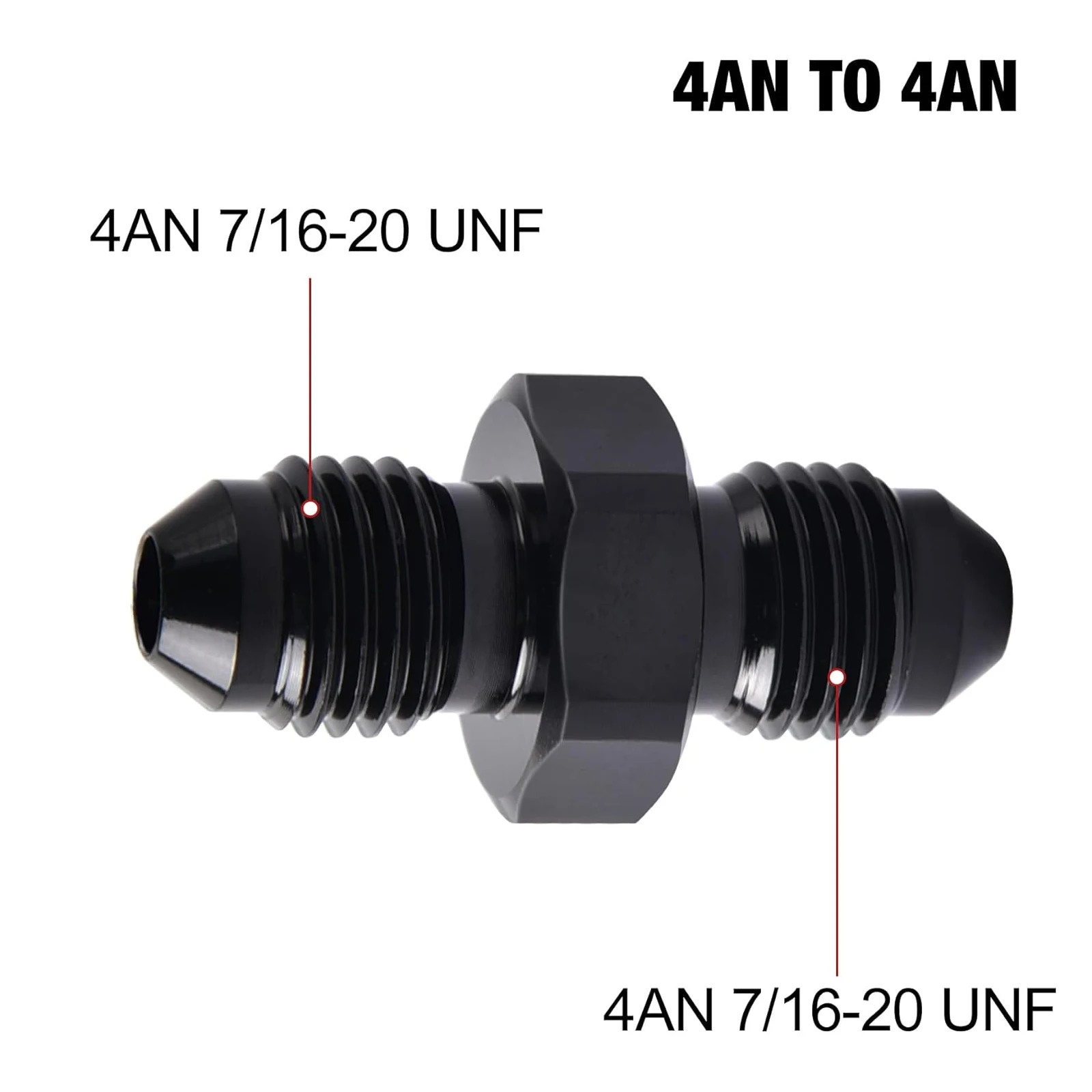 

2PCS AN4 Male To AN4 Male Fitting Adapter Straight Fuel Hose Universal Hose End Fitting Aluminum Black