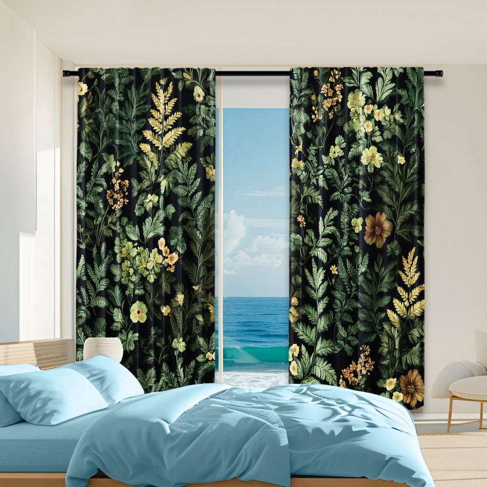 

2 pcs, versatile polyester transparent curtains for home decoration Botanical & Floral for use in bedrooms and living rooms
